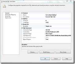 Execute SQL Task Bank Holidays Execute SQL Task Bank Holidays