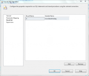 resultset mapping bankholiday variable