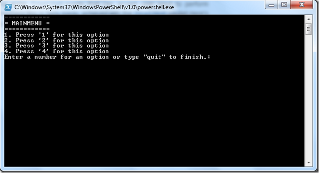 powershell console input menu powershell console input menu