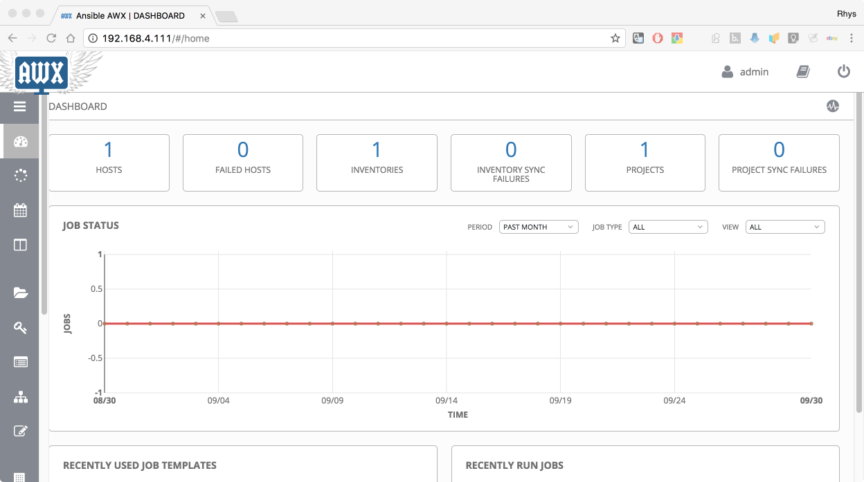 Main page of Ansible AWX