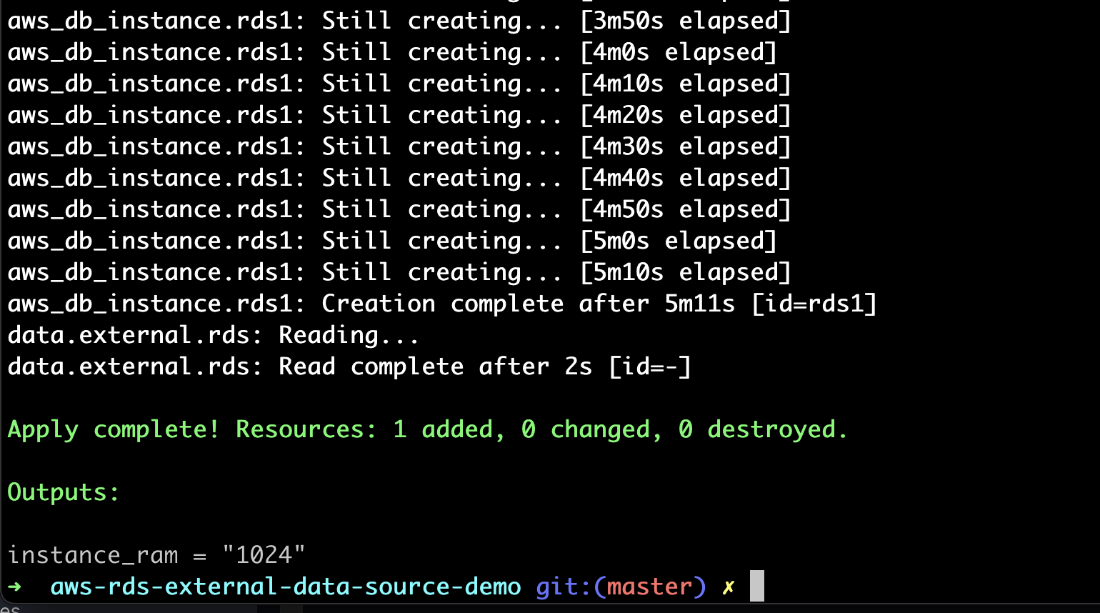 Terraform RDS Instance RAM Output